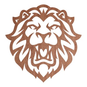 Wanddeko Löwe aus Holz (Mahagoni Furnier, 60x60cm) für Wohnzimmer & Kinderzimmer.