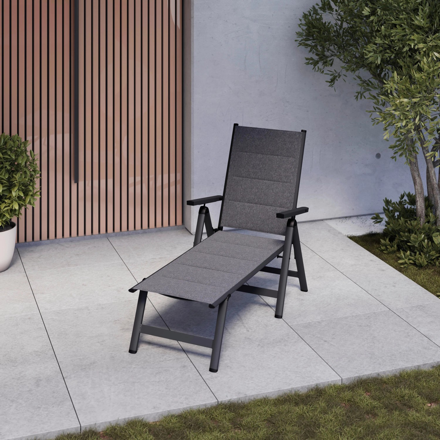 Mömax Gartenliege Werner Grau Aluminium