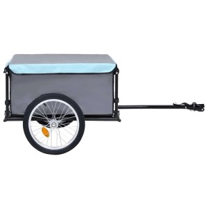 DELUKE Fahrrad Lastenanhänger, schwarz-blau, bis 65kg. Transportanhänger für Fahrräder.