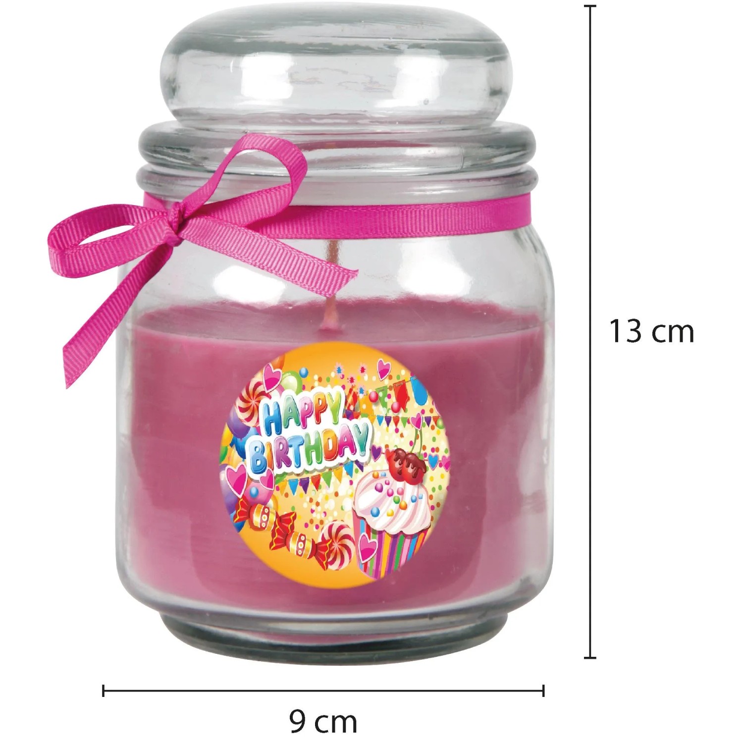 HS Candle Duftkerze Happy Birthday Lavendel Cupcake im Glas mit Schleife.