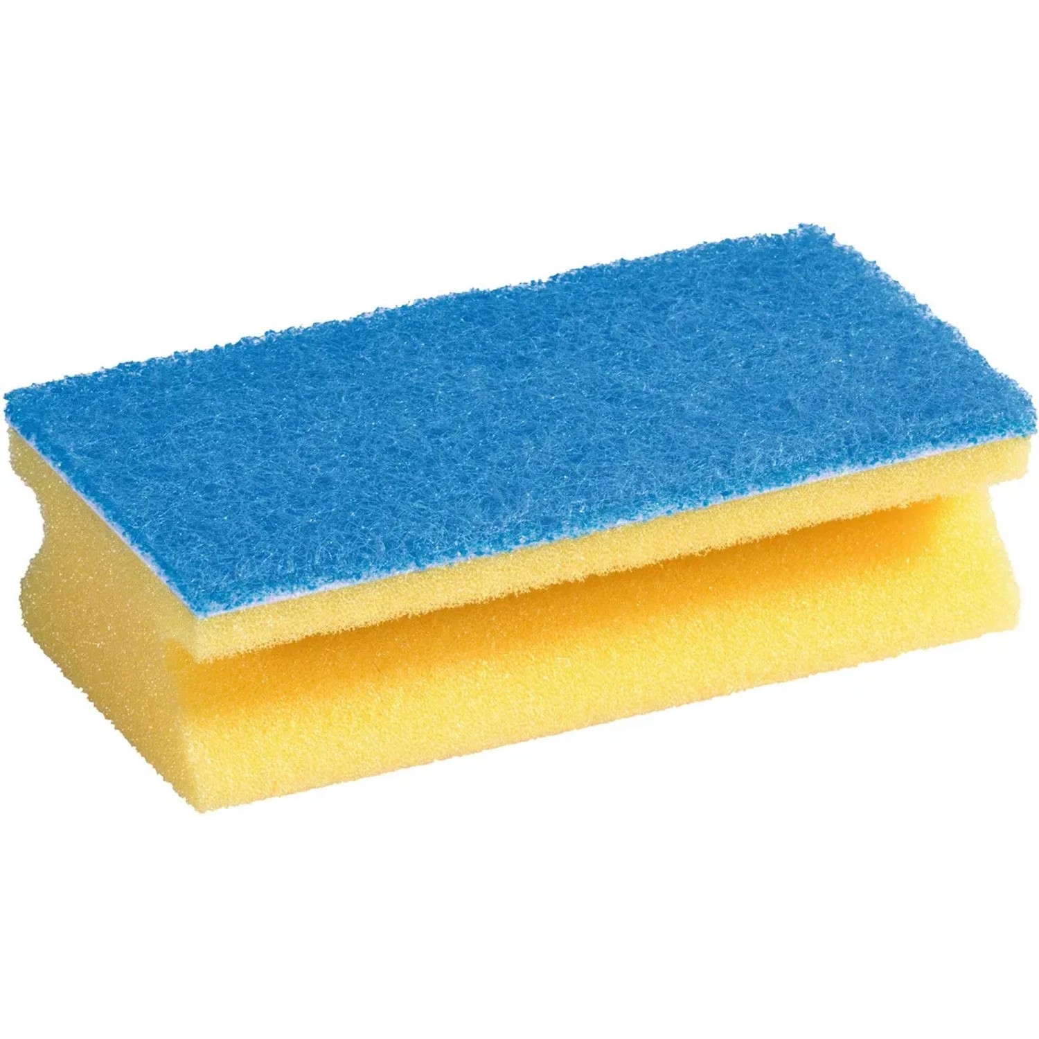 Vileda Glitzi Jumbo Sanft Reinigungsschwamm, blau-gelb, mit Griffrille.