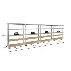 PROREGAL Mega Deal: 4 verzinkte Schwerlastregale 180x150x45cm, je 5 Böden mit 200kg Traglast.