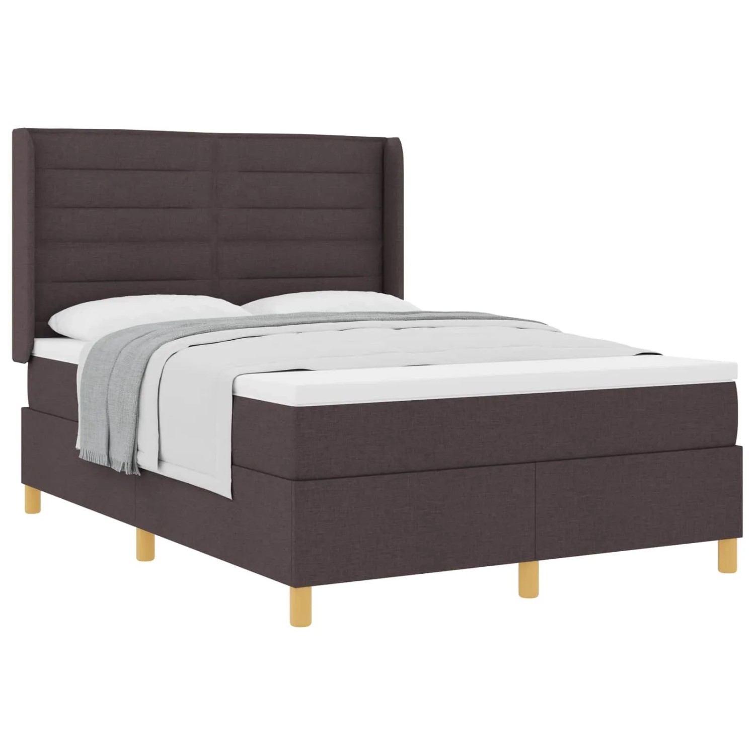 vidaXL Boxspringbett mit Matratze Dunkelbraun 140 x 190 cm Stoff 3341766