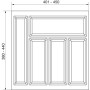 Agoform Besteckeinsatz Classico, kürzbar, mit Fächern für Besteck in Schubladen. Schiefergrauer Kunststoff, Maße 401-440x381-440mm.
