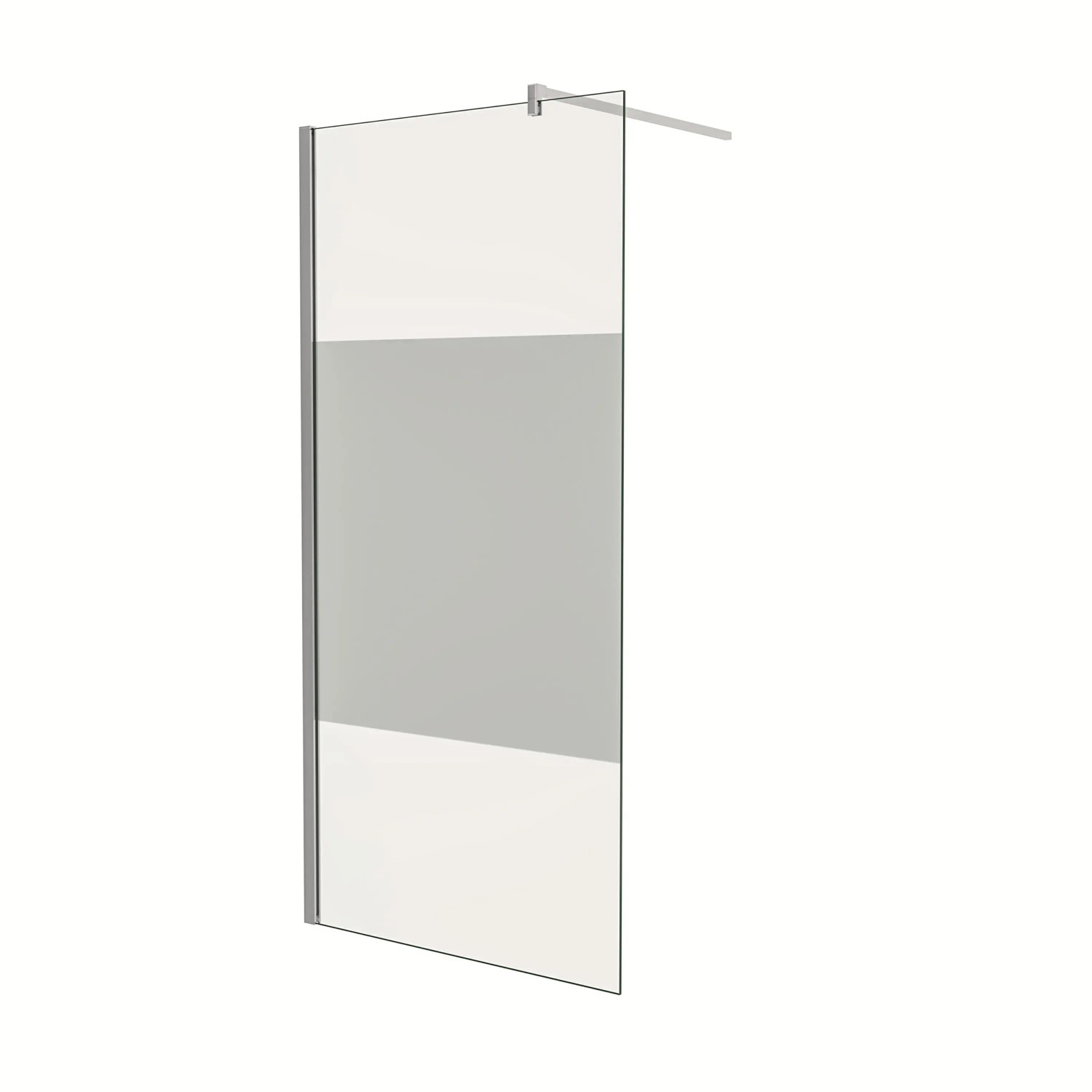 AICA Walk in Duschwand B.120 x H.200cm Milchglasstreifen Duschabtrennung 10mm Nano ESG-Glas Mit Stabilisator Duschkabinen F131