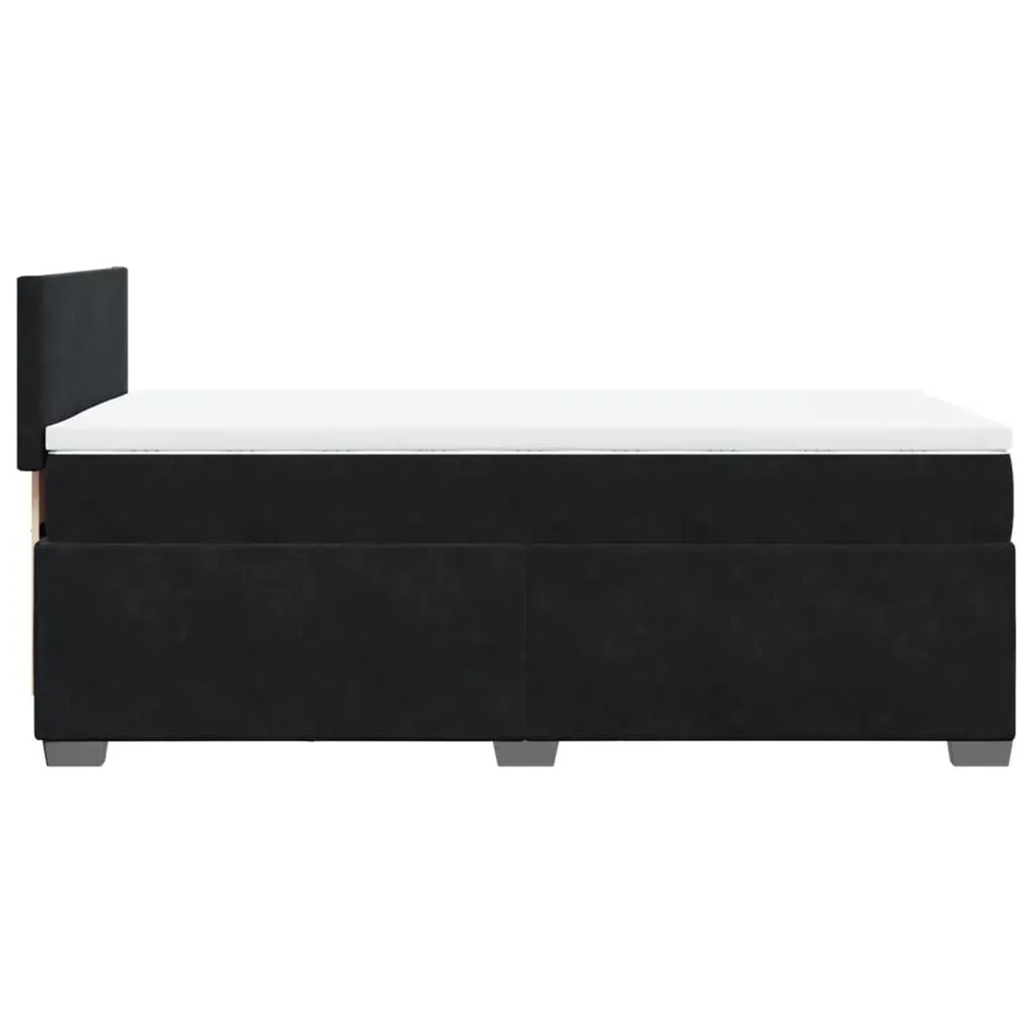Schwarzes Boxspringbett 100x200 cm mit Matratze und Kopfteil.