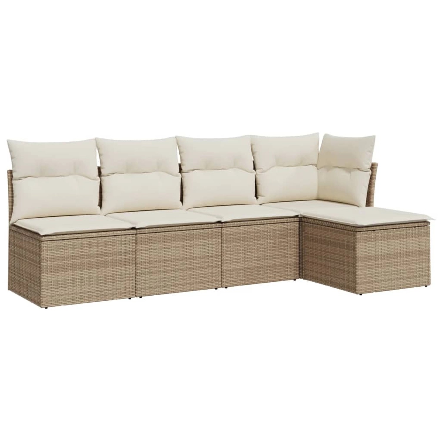 vidaXL 5-Tlg Garten-Sofagarnitur mit Kissen Beige Poly Rattan 3249357 günstig online kaufen