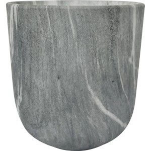 Schwarzer Übertopf Ø 14 cm in Marmoroptik für den Innenbereich.