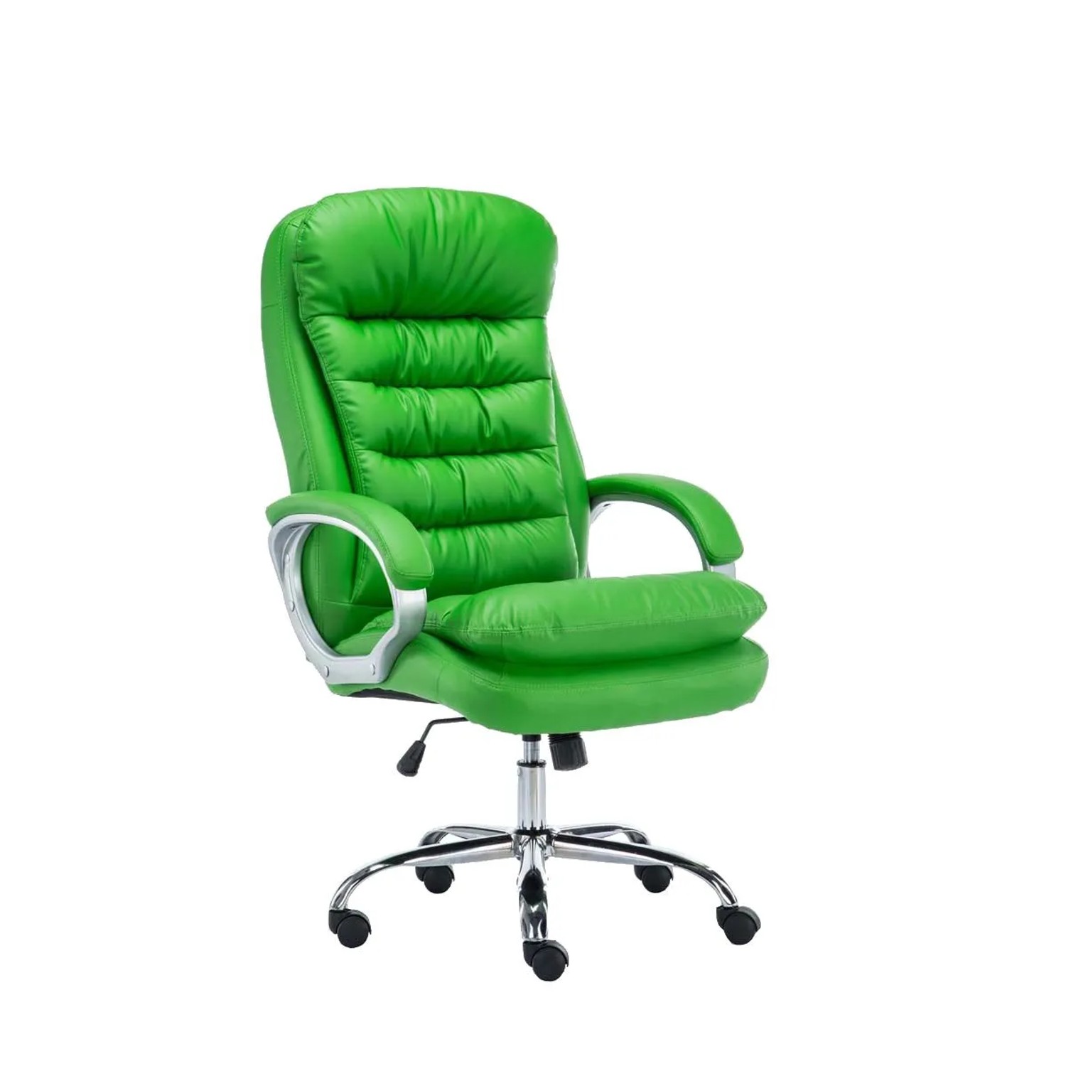 DELUKE Bürostuhl SOUK 116x68x77 Grünfarbig Kunstleder Metall In Chromoptik Gestell Ergonomische Bürostühle Homeoffice Stuhl