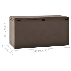 Braune VidaXL Gartenbox (114x47x60 cm) aus Polypropylen. Universalbox für Garten und Terrasse.