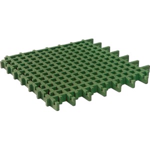Grüne Rasengitter Fallschutzplatte 100x100 cm, ideal für Spielplätze und barrierefreie Wege.