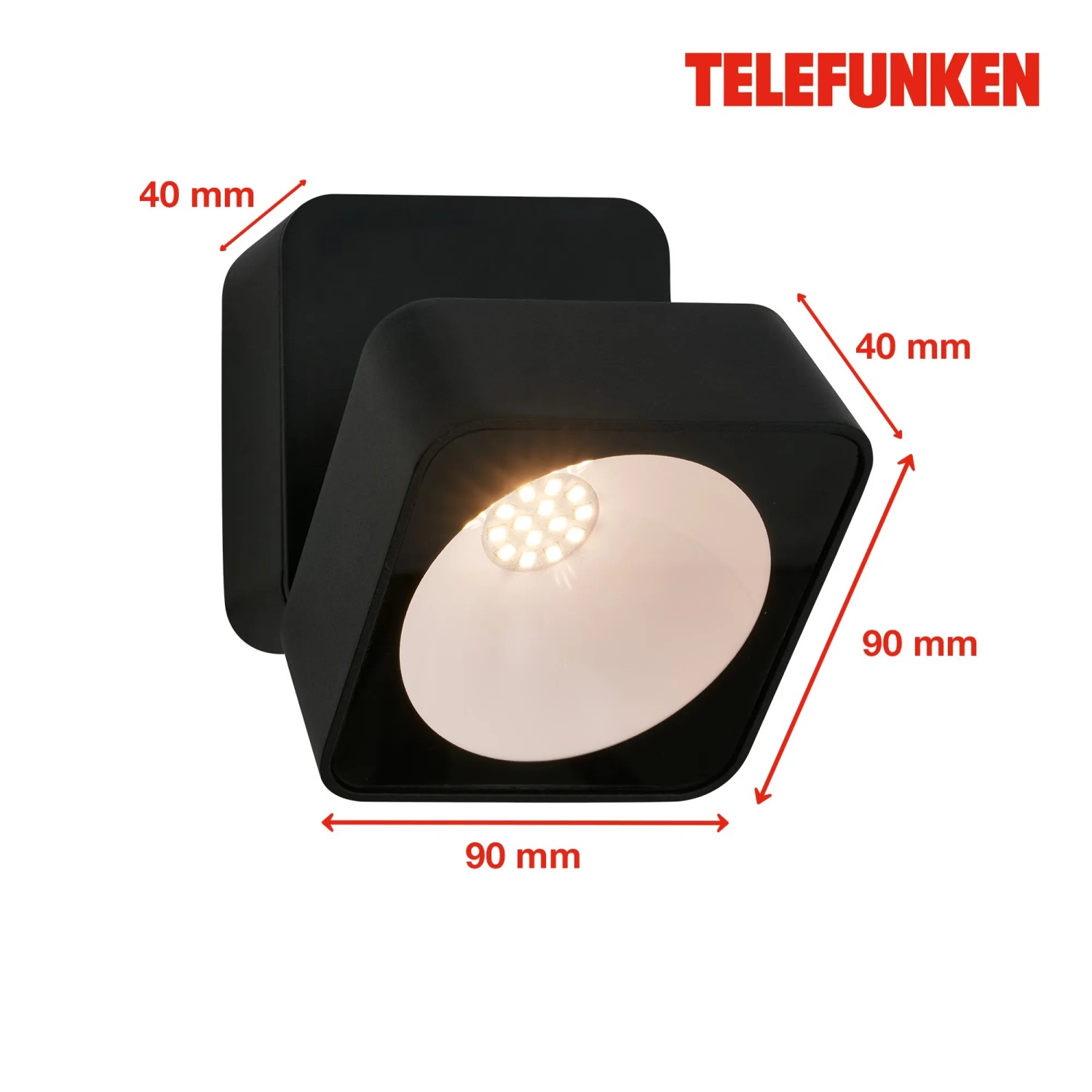 TELEFUNKEN LED Außenwandleuchte – 15W, 2000 Lumen, 4000K | IP44, Weiß/schwarz, Quadratisch | Backlight Effekt Für Hauswand & Eingang