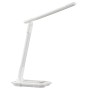 Moderne, weiße LED-Tischlampe Cyberglow (31,6 cm) mit Wireless Charging und USB-Ladefunktion für Schreibtisch & Büro.