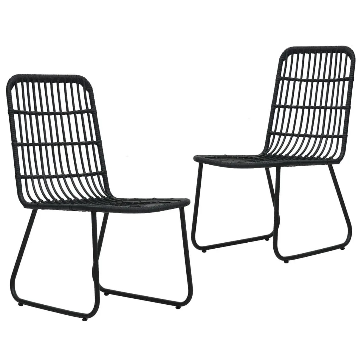 Furnicato Gartenstühle 2er Set Poly Rattan Mit Stahlrahmen 665x535x90 Cm Schwarz