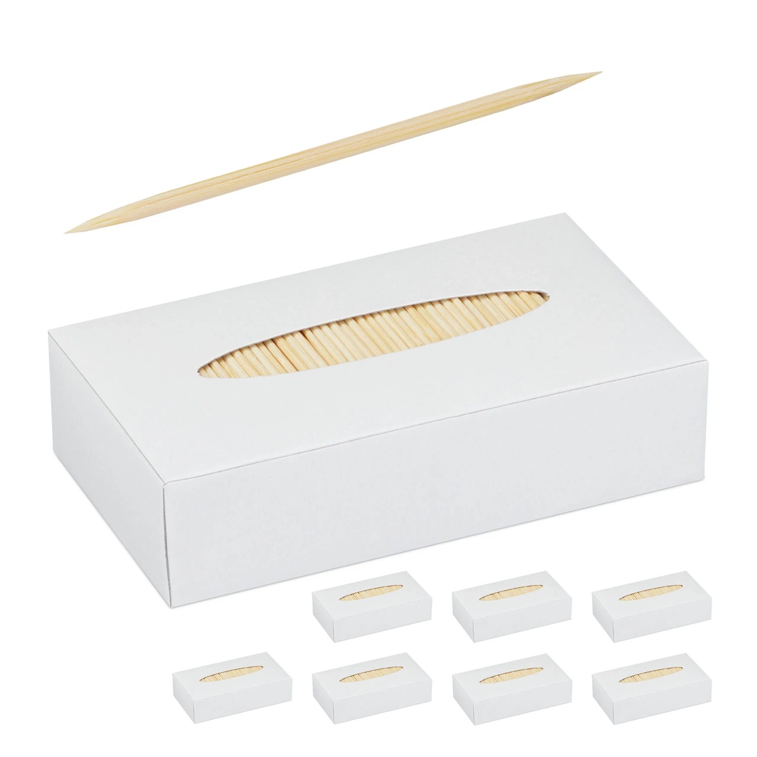 Relaxdays Zahnstocher Holz Natur 8000er Set 6,5 cm 120 g