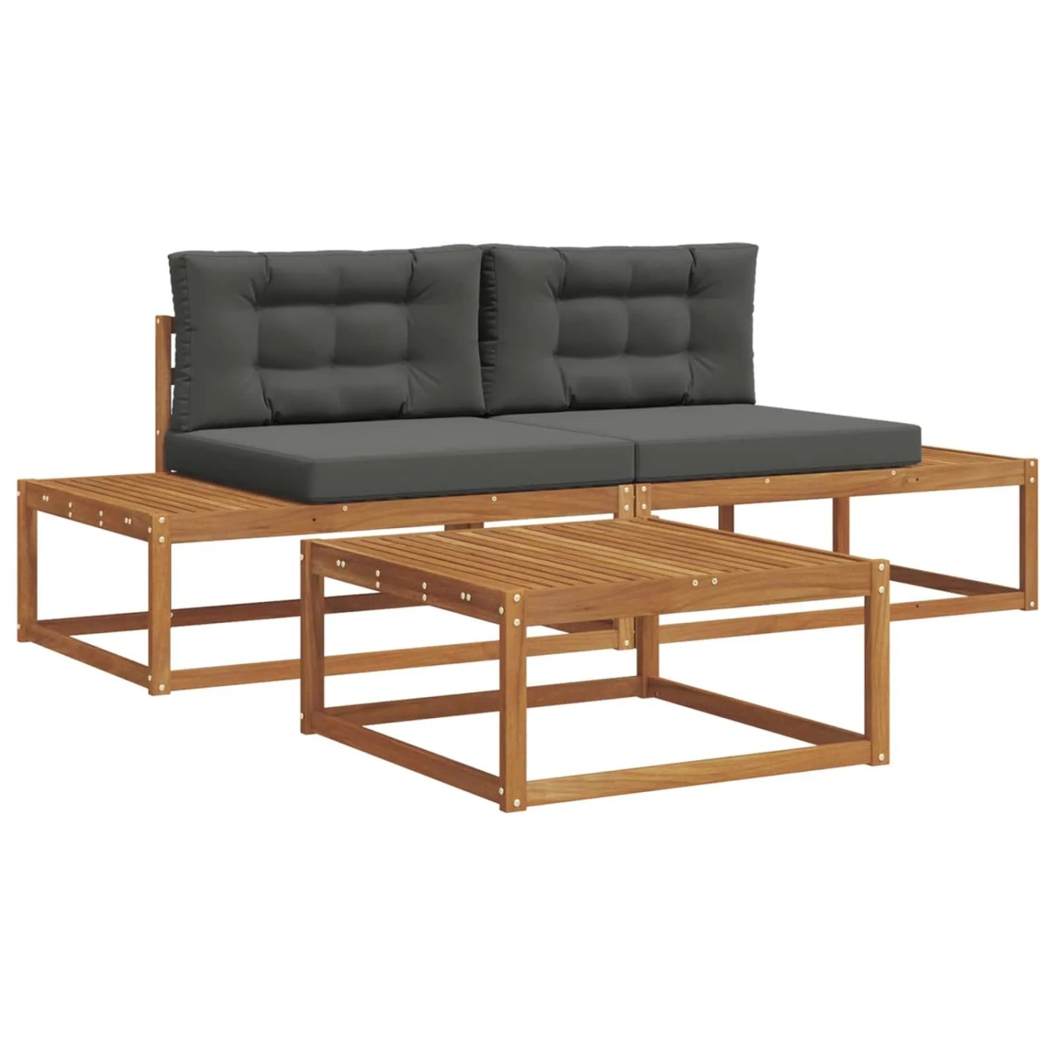vidaXL Outdoor-Sofagarnitur mit Kissen 3-Tlg Natur und Anthrazit 3368130