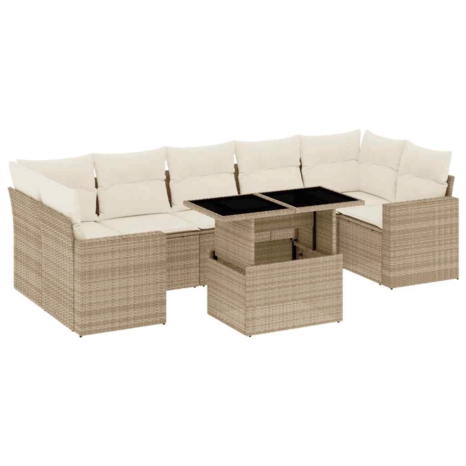 vidaXL 8-Tlg Garten-Sofagarnitur mit Kissen Beige Poly Rattan 3267148 günstig online kaufen
