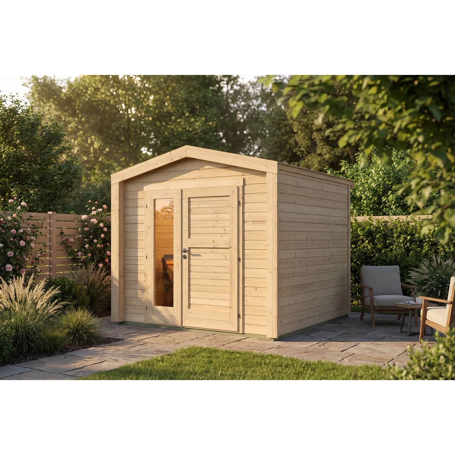 Weka Holz-Gartenhaus Killarney Satteldach Natur Unbehandelt 261 cm x 263 cm