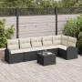 Schwarzes 7-teiliges Garten-Sofa-Set aus Poly Rattan mit Kissen von vidaXL.