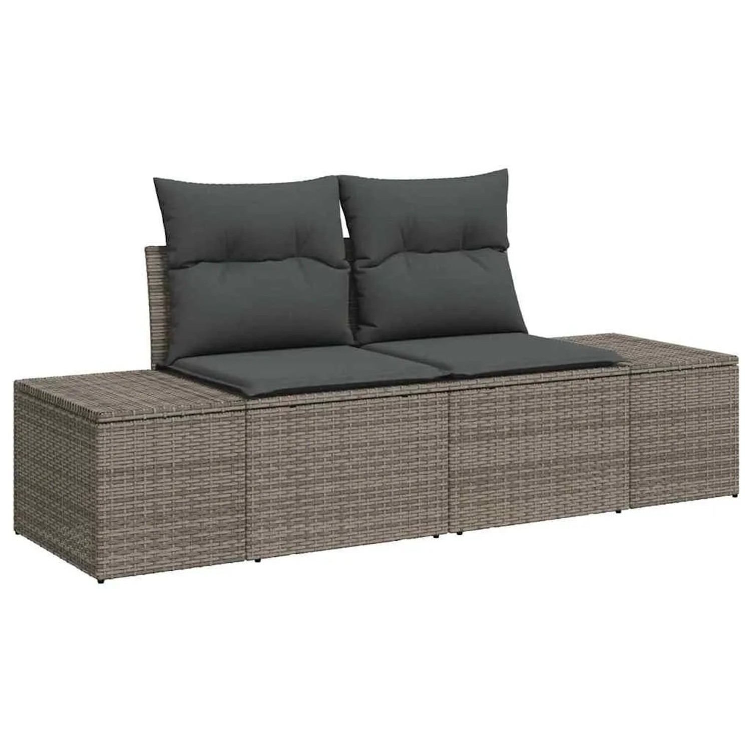 Graues 5-tlg. vidaXL Garten-Sofa-Set aus Polyrattan mit Stauraum.
