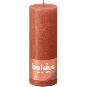 Bolsius Rustik-Kerze Shine, 19 cm, herbstliches Orange. Stumpenkerze für gemütliche Atmosphäre.