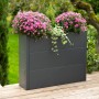 Westmann Pflanzkübel Talus XL, anthrazit, mit Blumen bepflanzt. Metall Pflanzkasten für Garten und Terrasse.