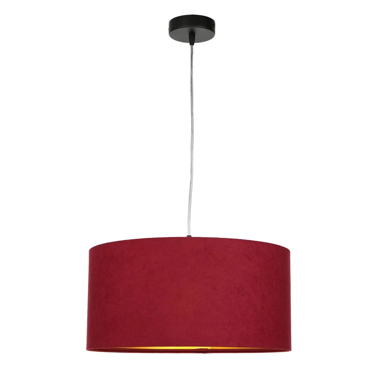 Licht-Erlebnisse Pendelleuchte Rund Ø 40 cm Velours Optik Stoff In Bordeaux Rot Gold E27