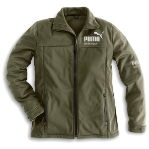 Puma Workwear Softshell-Jacke Champ in Oliv/Carbon, Größe L.