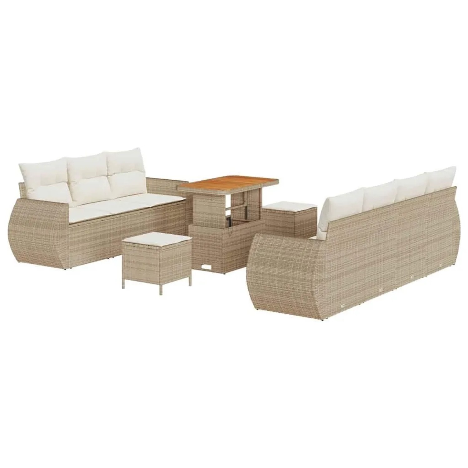 vidaXL Gartensofa-set mit Kissen 10-Tlg Beige und Creme Poly-Rattan 3363791 günstig online kaufen