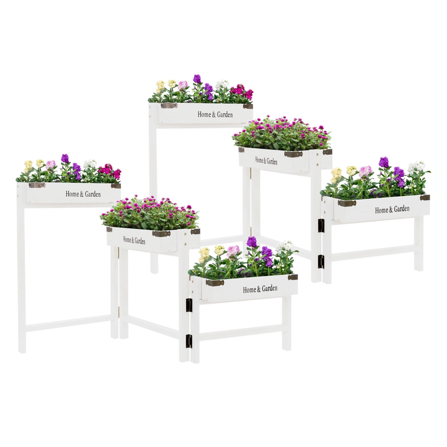 ML-Design 2Er Set Blumenständer mit 3 Etagen Weiß Holz Blumenkasten 32x16x7cm