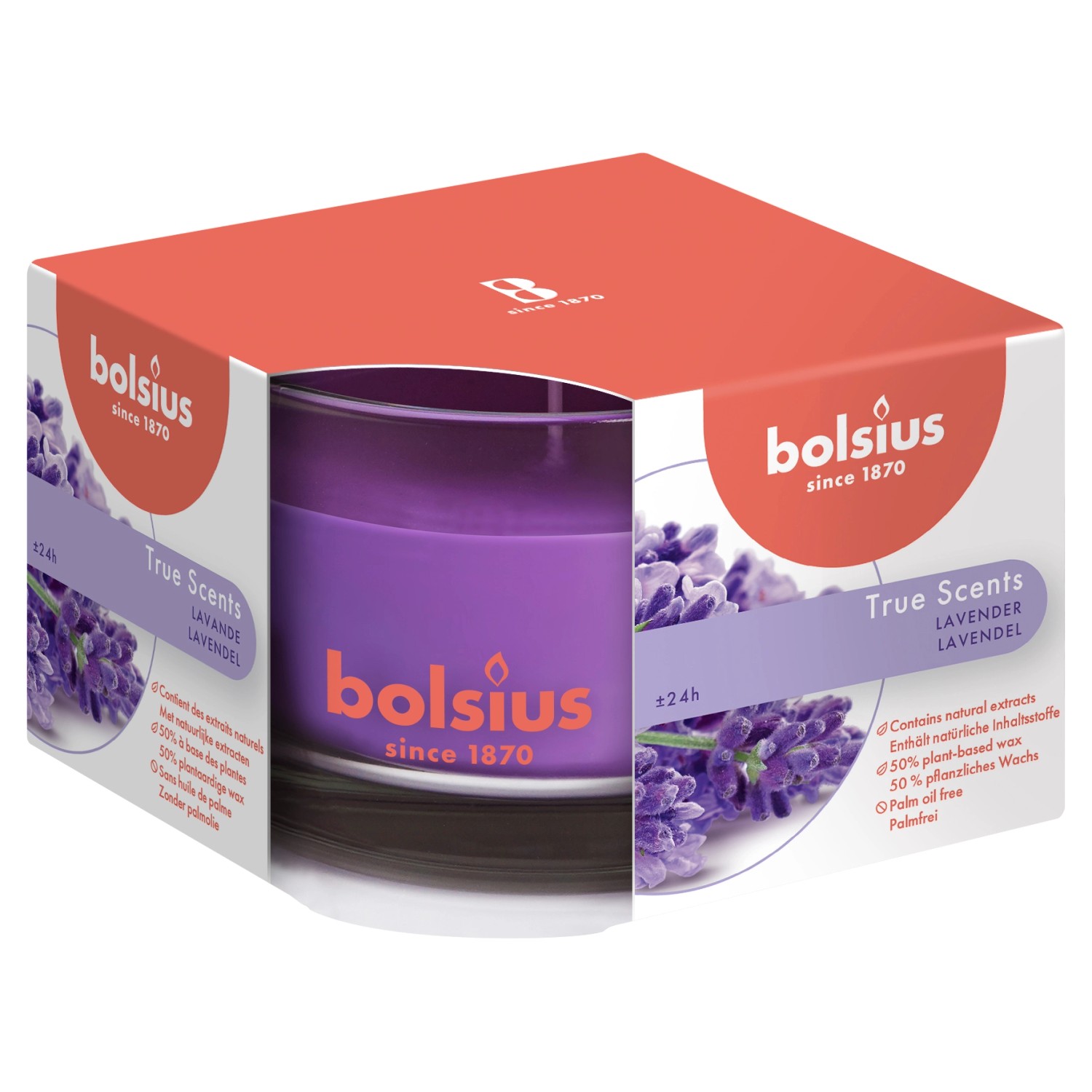 Bolsius True Scents Duftglas Medium 63/90mm Lavendel