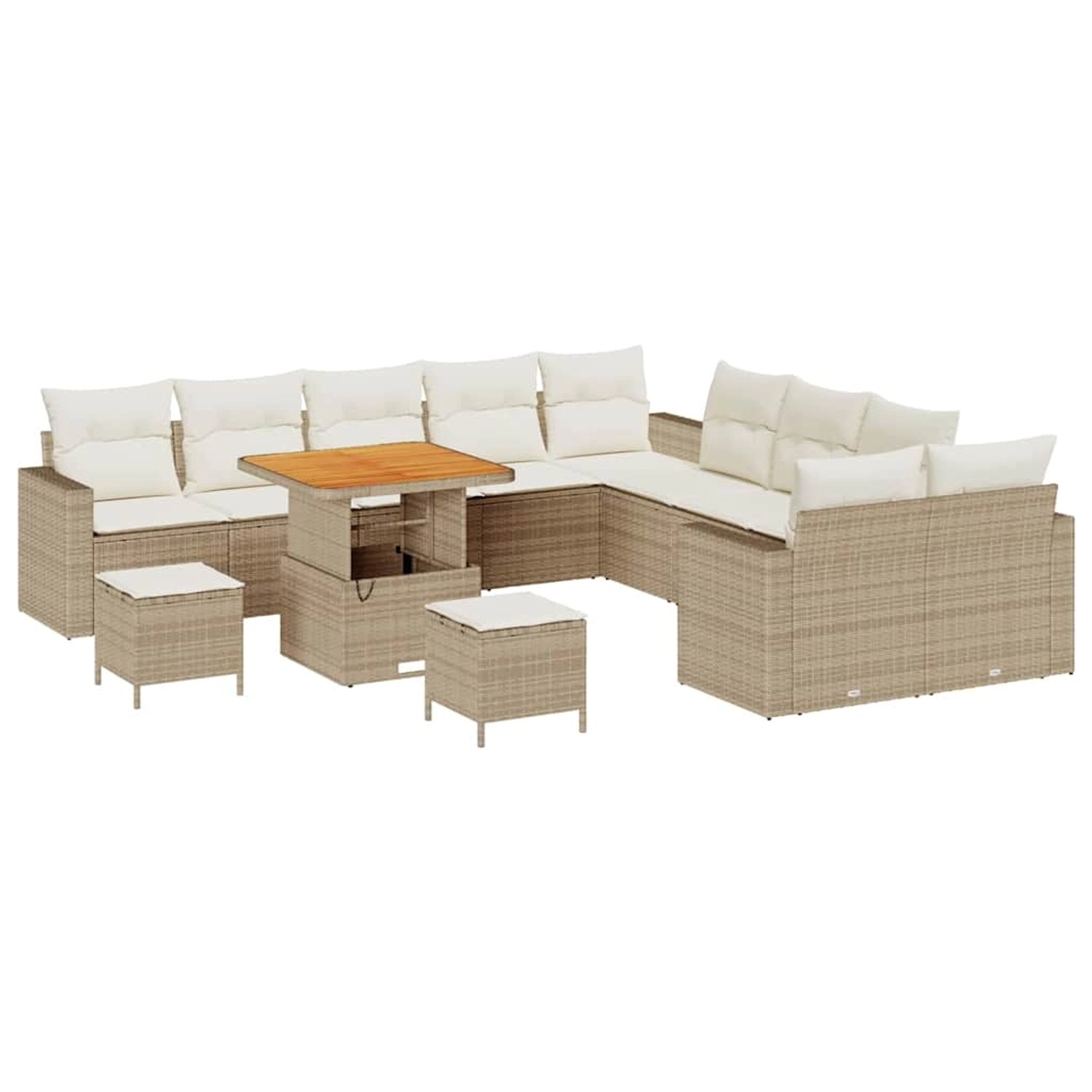 vidaXL Garten-Sofa-Set 13-Tlg Beige Poly Rattan 3361671 günstig online kaufen