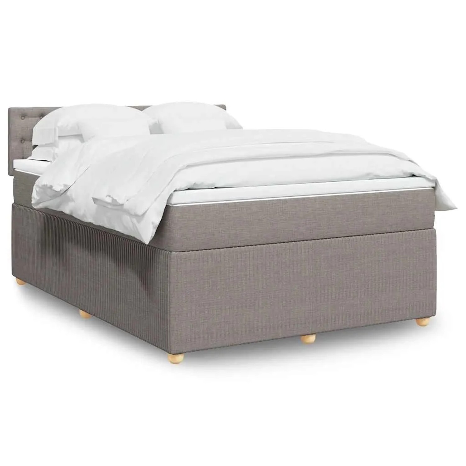 vidaXL Boxspringbett mit Matratze Taupe 160x200 cm Stoff 3289825