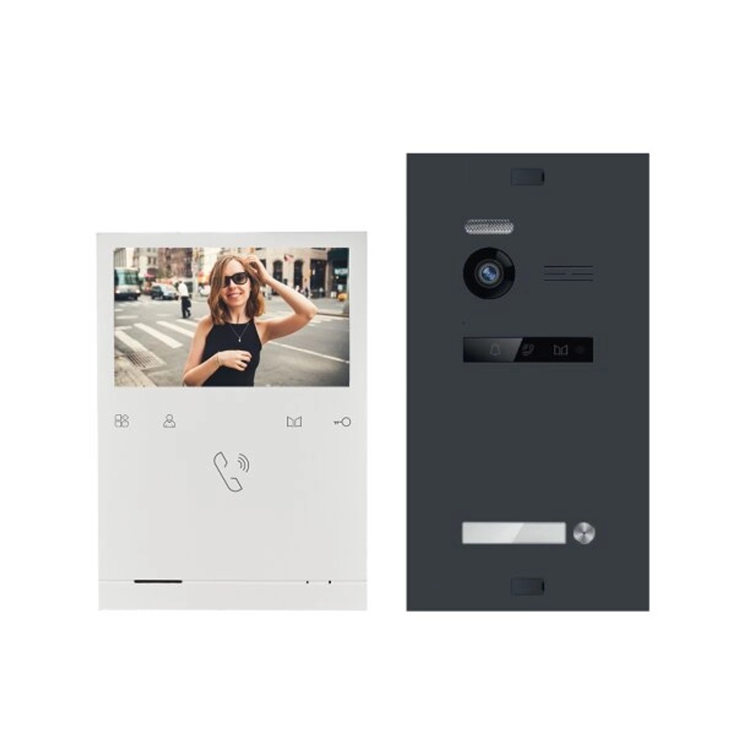 Balter Evo Quick Video Türsprechanlage für 1 Familienhaus mit 4,3 Zoll Monitor 2-Draht Bus Anthrazitgrau