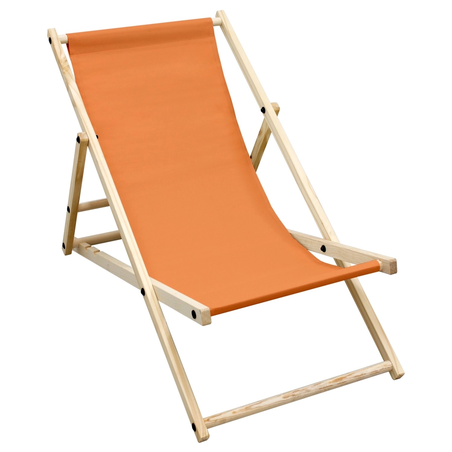 ECD Germany Liegestuhl Klappbar aus Holz 3 Liegepositionen bis 120 kg Orange