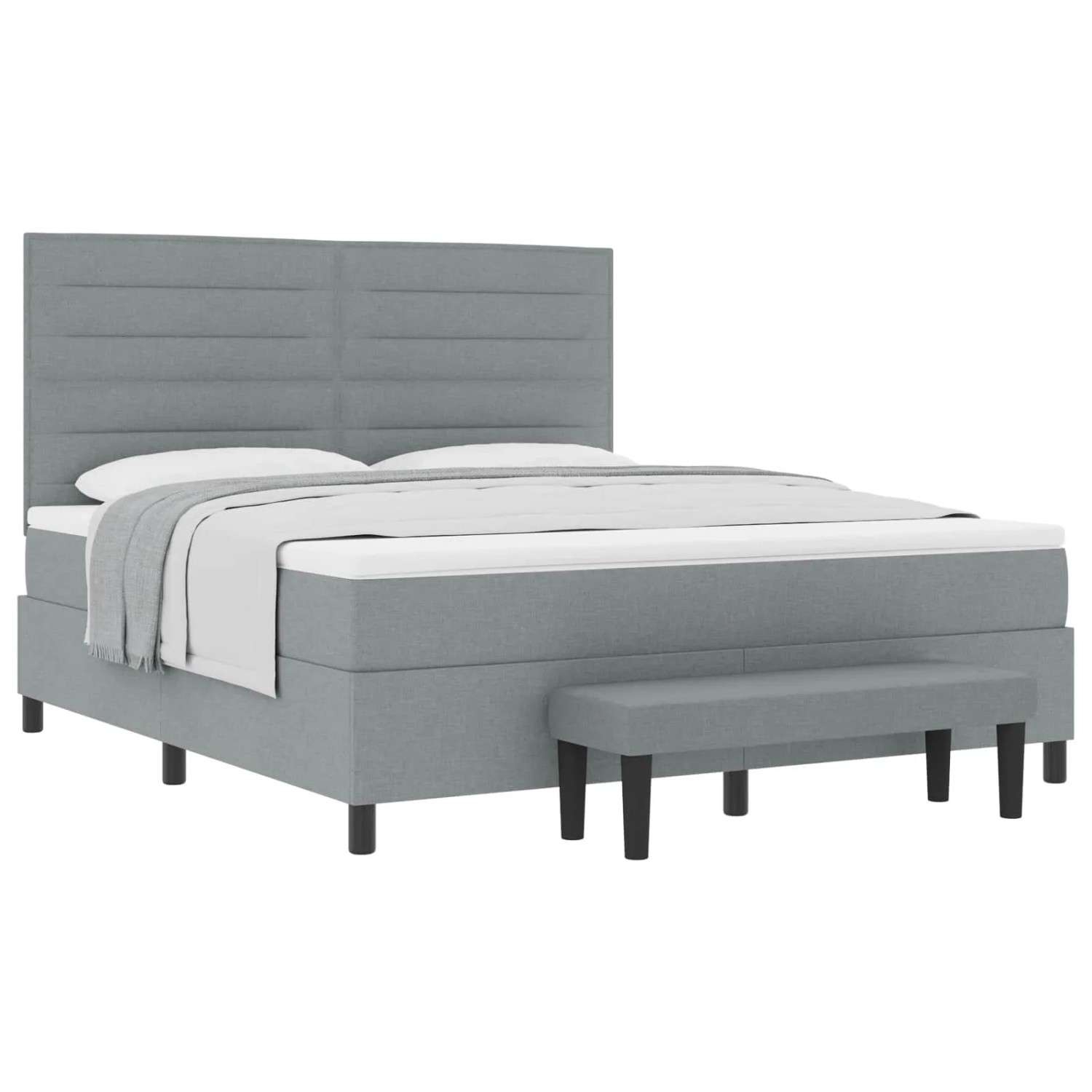 Thumbnail - vidaXL Boxspringbett mit Matratze Hellgrau 180 x 200 cm Stoff 3344009