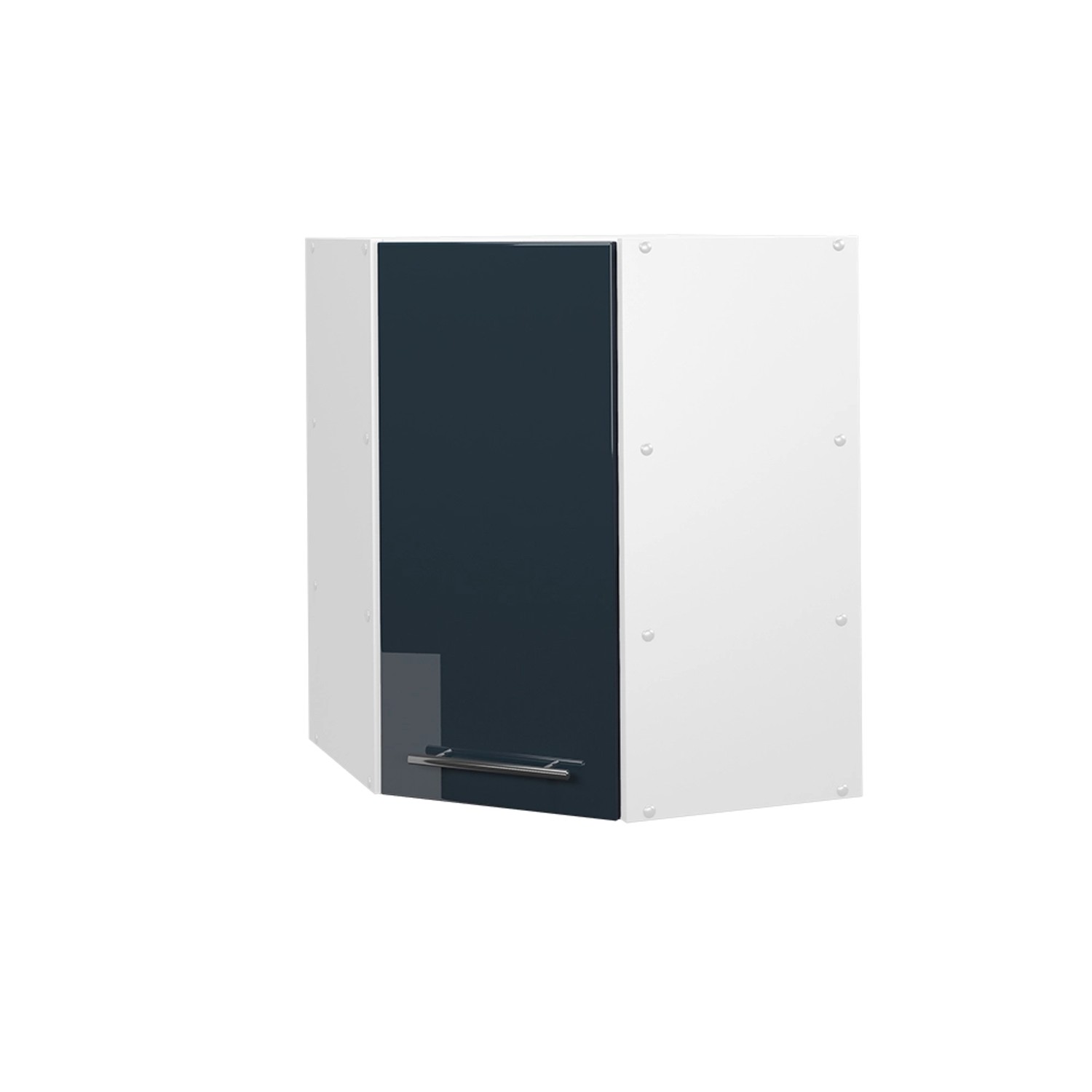 Vicco Eckhängeschrank Fame-Line Küchen-Eckschrank Dunkelblau Hochglanz/Weiß 57 cm