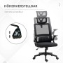 Vinsetto Bürostuhl Schwarz mit Mesh-Rückenlehne und Höhenverstellung.