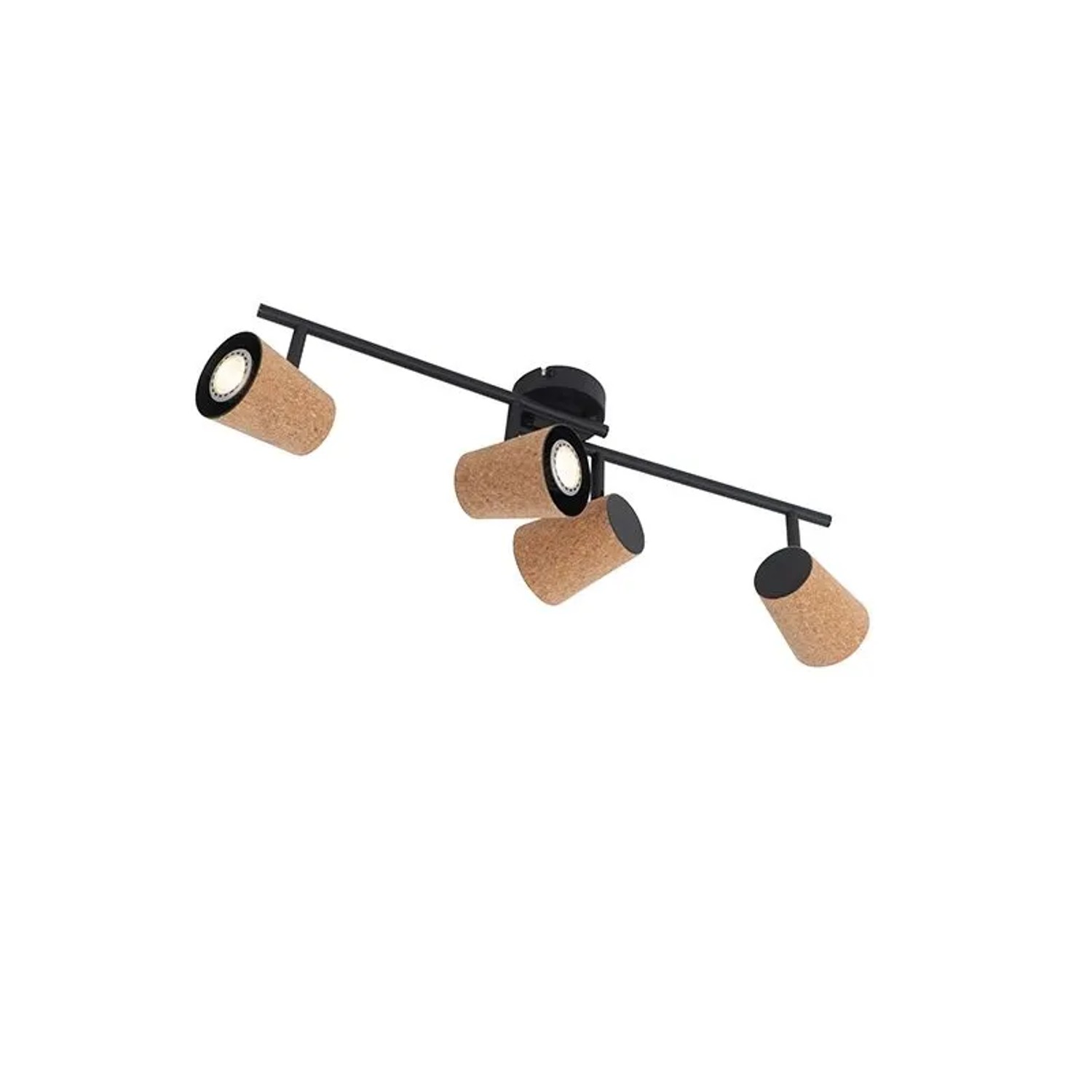 QAZQA Deckenfleck Schwarz mit Korkschirm 4 Licht Verstellbar Corky