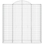 Set aus 5 Gabionen mit Hochbogen, 200x50x200/220cm, aus verzinktem Eisen für den Garten.