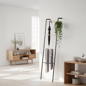 Relaxdays Handtuchleiter Eisen Schwarz 158 cm x 40 cm x 28 cm 1,7 kg