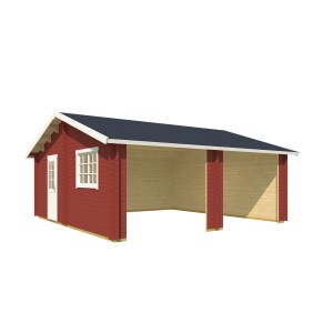 Doppel-Holzgarage Falkland in Schwedenrot von Lasita Maja, 575x575 cm.