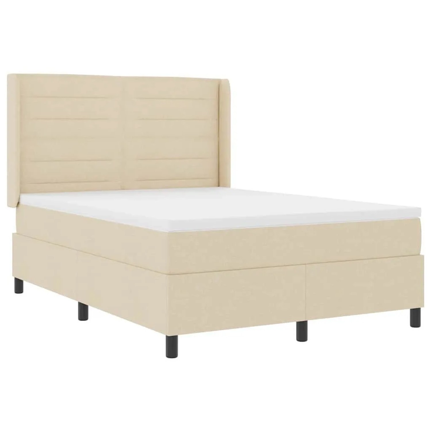 vidaXL LED Boxspringbett mit Matratze Creme 140 x 190 cm Stoff 3343439