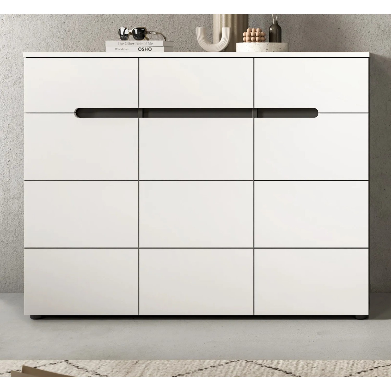 Inn.Furn Schuhkommode in Weiß und Grau 120 cm Cooper_2