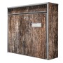 Banjado Briefkasten Silber mit Holz-Motiv, inkl. Montagematerial und 2 Schlüsseln.