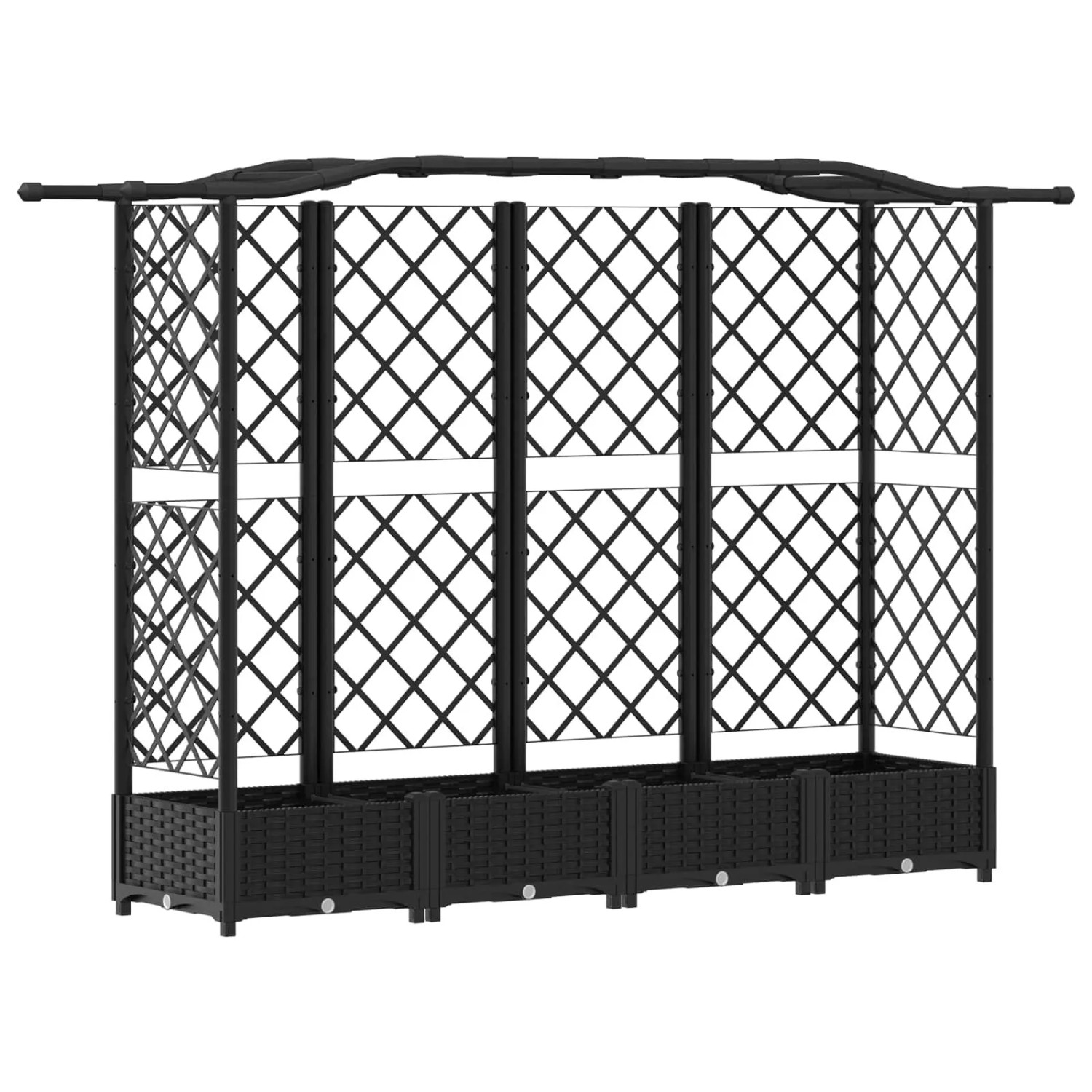 vidaXL Hochbeet mit Rankgitter und Dach Schwarz 203,5 x 40 x 125 cm PP 42032535