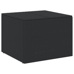 Schwarze vidaXL Gartentruhe aus Poly Rattan, 291L Universalbox für Garten und Terrasse.