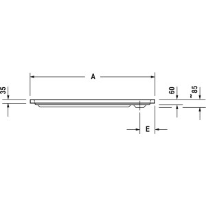 Technische Zeichnung der Duravit D-Code Duschwanne, 100x70x8,5 cm, in Weiß mit Maßangaben.