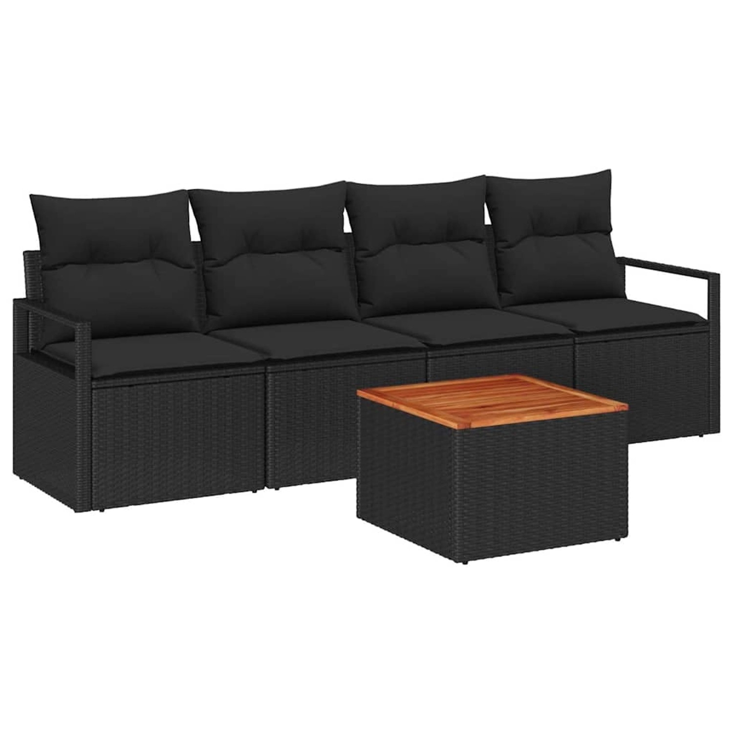 vidaXL Garten-Sofa-Set 5-Tlg Schwarz 3356308 günstig online kaufen