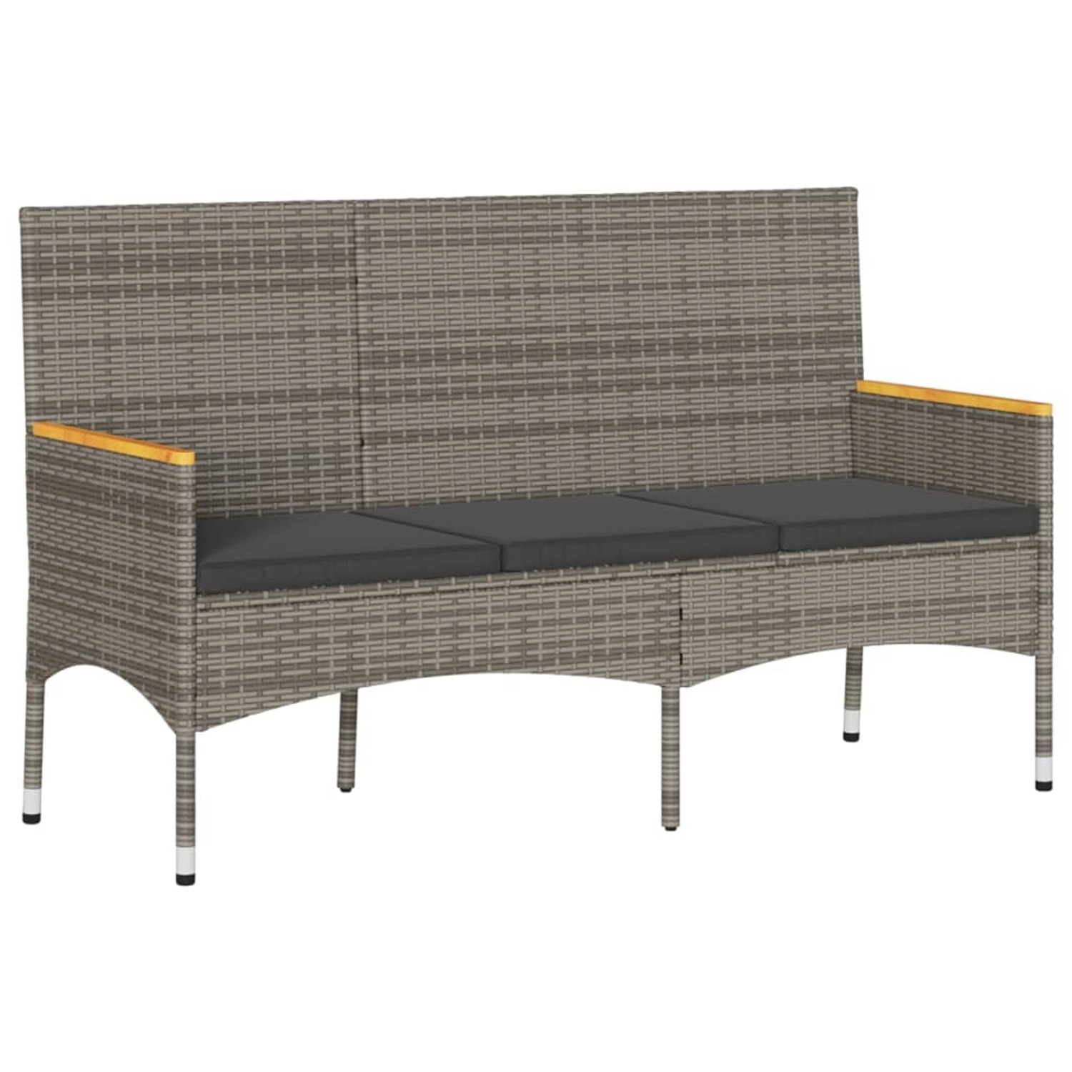 vidaXL Gartenbank 3-Sitzer mit Kissen Grau Poly Rattan 365442 günstig online kaufen
